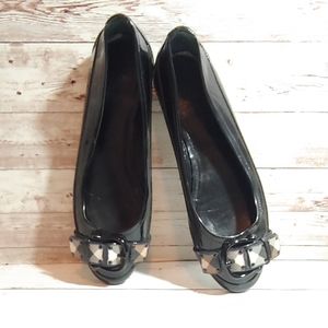 Burberry patent ballet flats with novacheck buckle